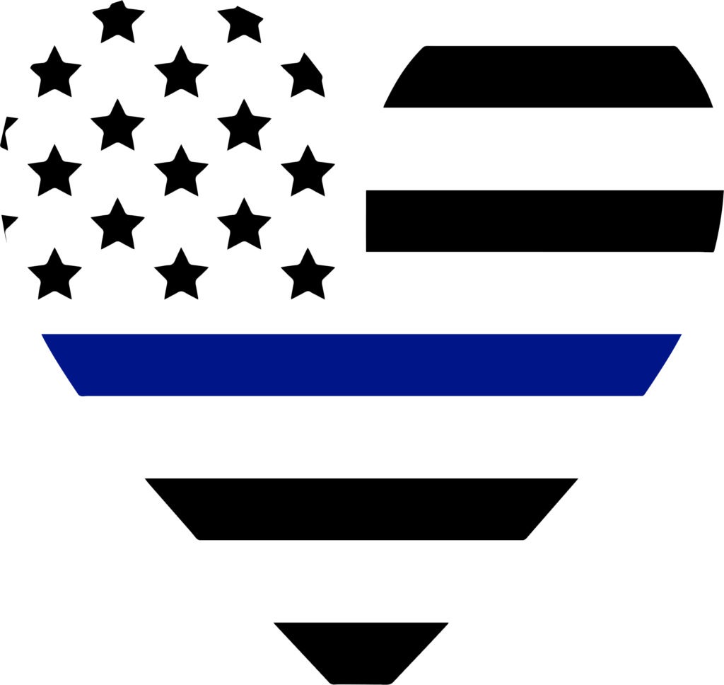 Thin Blue Line Heart Vinyl Decal for Home or Car (Black with Blue Line